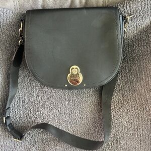 Longchamp Leather Crossbody Bag with Gold-Toned Clasp